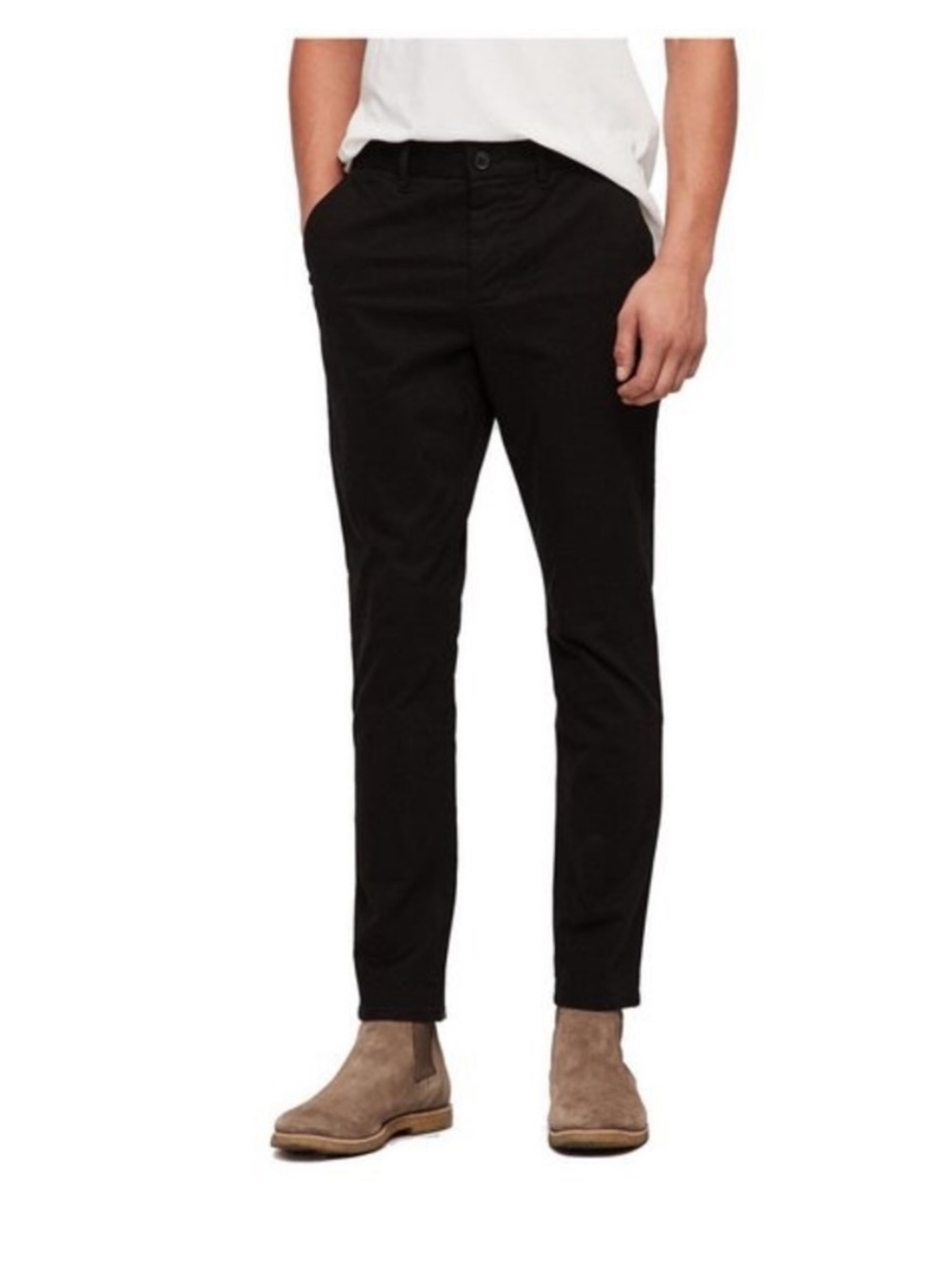 All Saints Slim Mens Chinos - Black